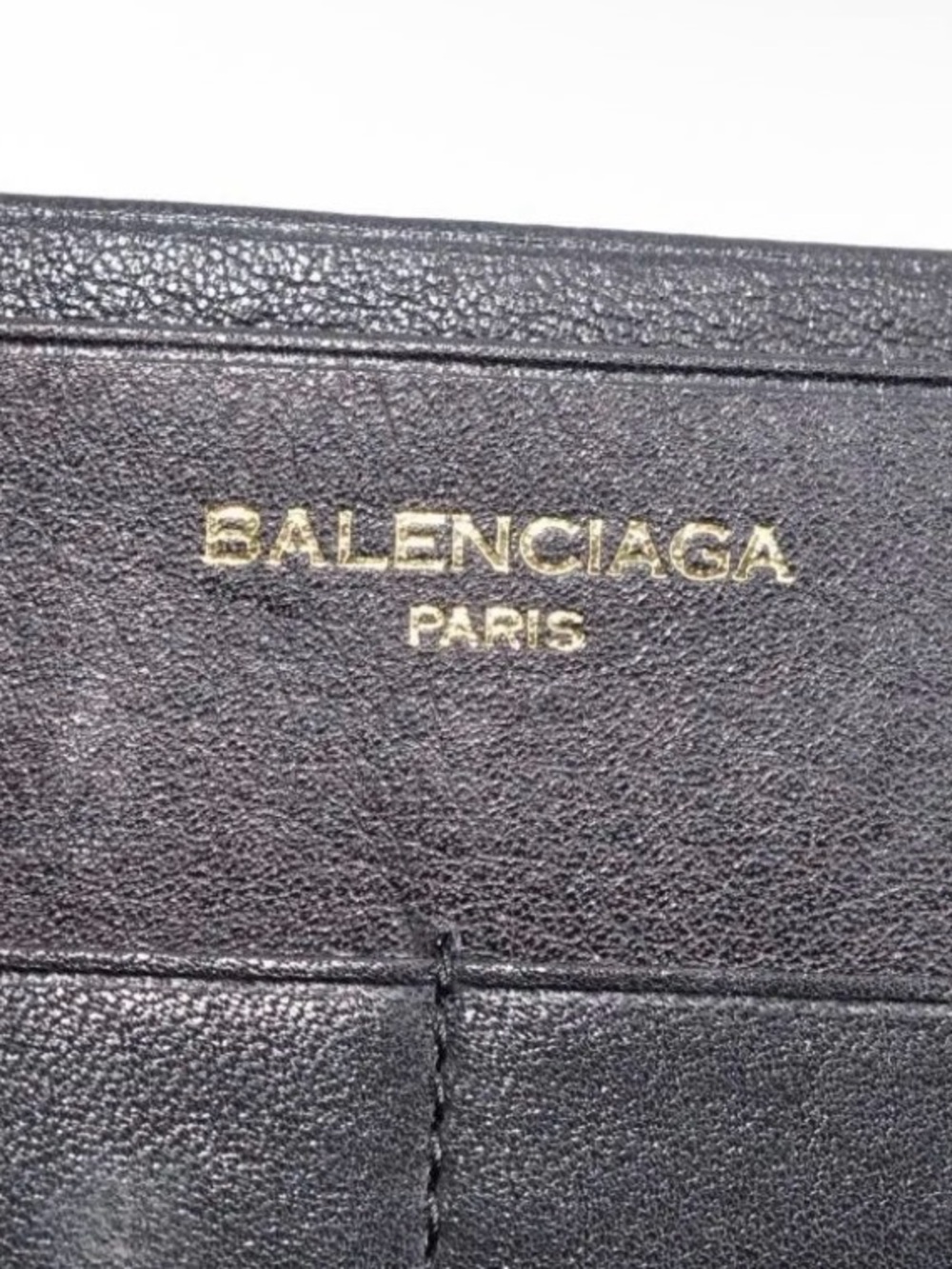 Balenciaga Paris Black Leather Wallet with Gold Logo